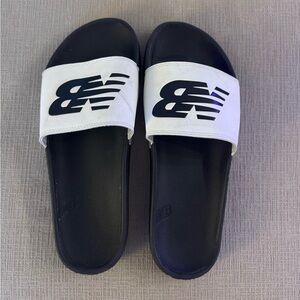 New Balance Black and White Slide Sandals